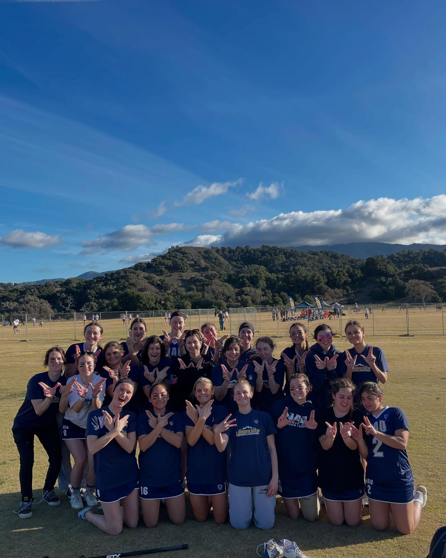 Northern Arizona University Women’s Lacrosse Club teammates together at the Santa Barbara Shootout