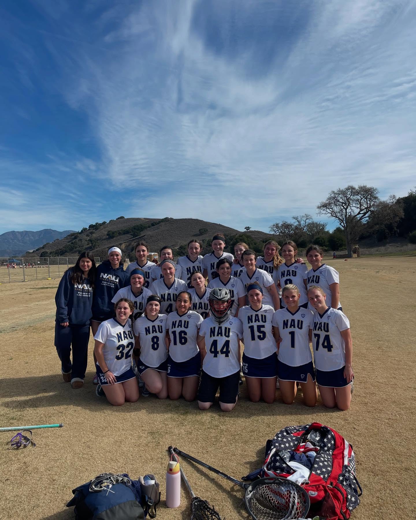 Northern Arizona University Women’s Lacrosse Club teammates at the 2025 Santa Barbara Shootout